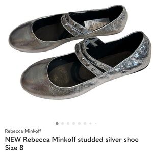 Rebecca Minkoff Metallic Silver Studded Mary Janes